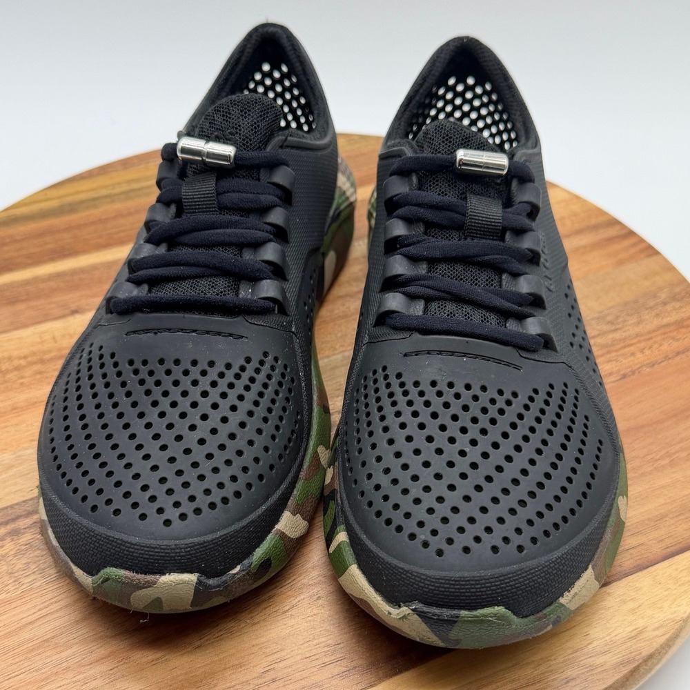 Crocs LiteRide Pacer Women's Size 6 Black Camo 206494 Low Top Shoes  0606 - Picture 2 of 7